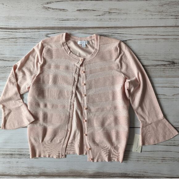 Charter Club Lightweight Fine Gauge Misty Pink Belle Sleeve Carigan New Medium - Picture 1 of 4